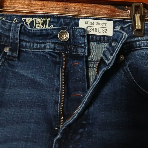 TK AXEL Jeans Mens 34X32 Slim Boot Cut Blue Denim Stretch - Picture 6 of 9